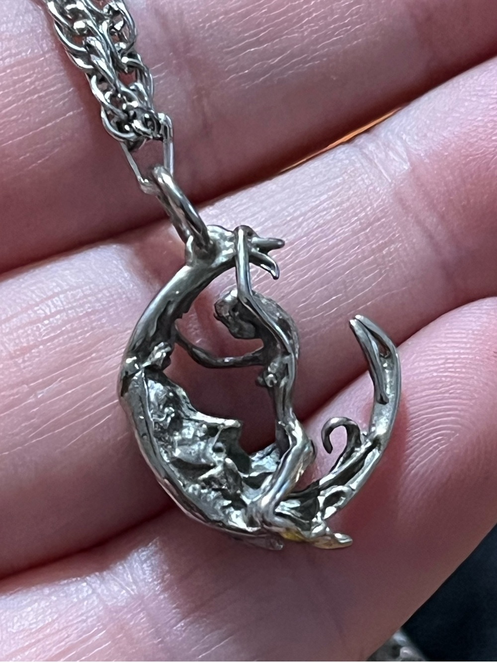 Vintage Silver Moon Rider Necklace